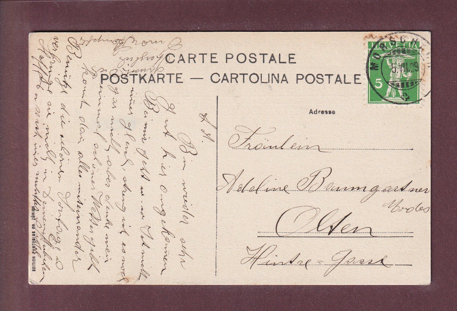 Cartoline postali: URIROTSTOCK - 1909 – Usato da Pully venduto da nicecards 1