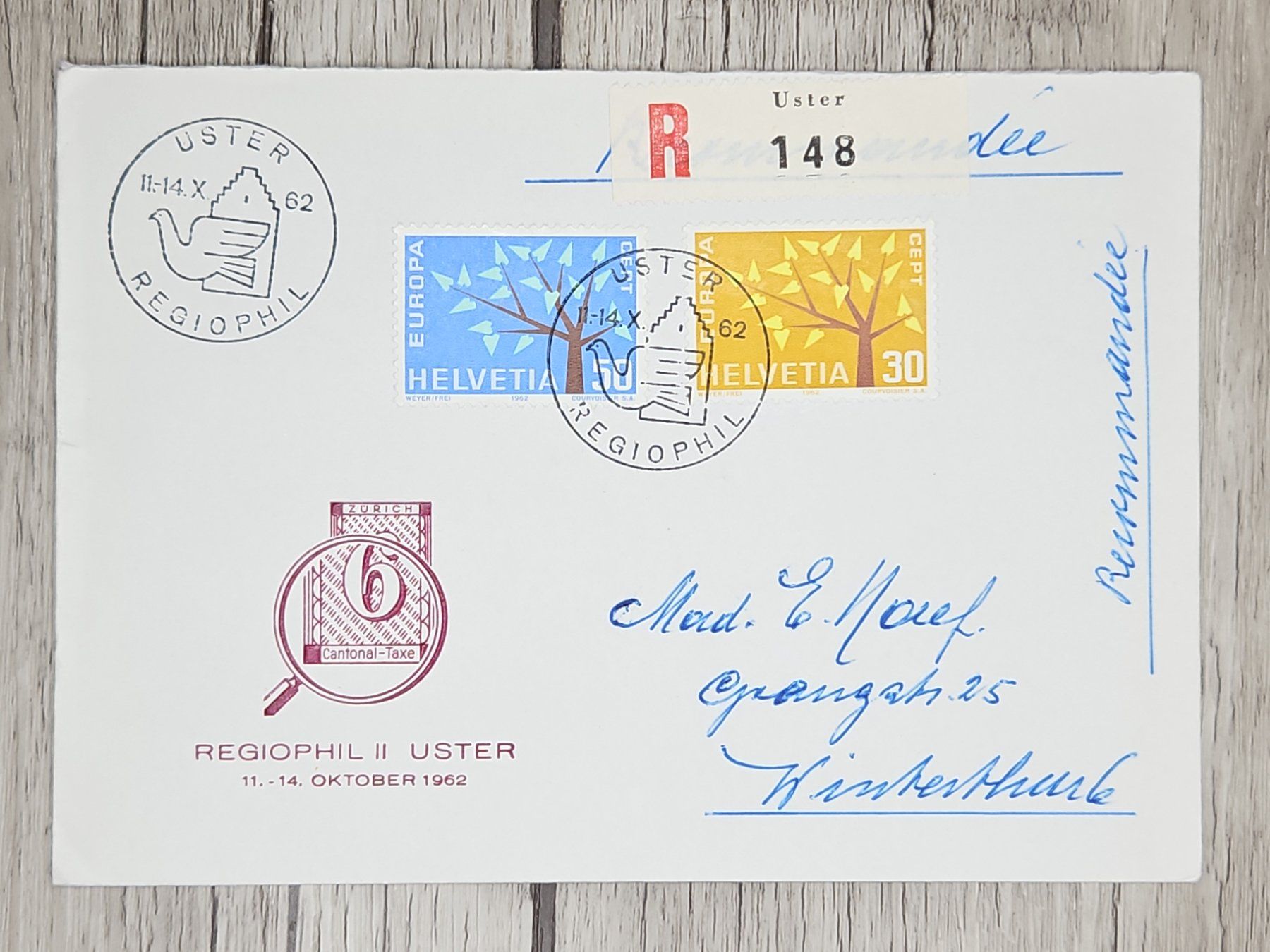 Tutti i francobolli: CL11 Enveloppe + Timbre Suisse 1962 – Usato da Cousset venduto da Patrick_Collections