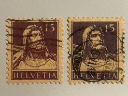 1914, Tellbrustbild, sämisches Faserpapier, gestempelt