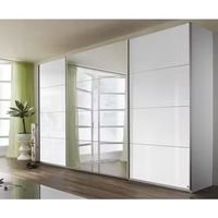 Schwebetürenschrank Weiss mit Spiegel