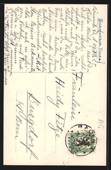 Cartoline postali: AK Baden, Teilansicht mit kath. Kirche – Usato da Berlin venduto da bartko-reher 1