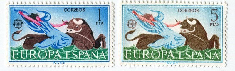 Tutti i francobolli: Briefmarken "Raub der Europa". Spanien – Nuovo e nell'imballaggio originale da Basel venduto da Butsch5
