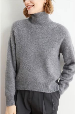 Rollkragen-Strickpullover aus Wolle