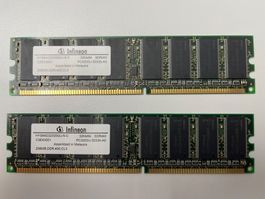 Infineon HYS64D32300GU-5-C (256 MB, DDR RAM, 400 MHz)2 Stück