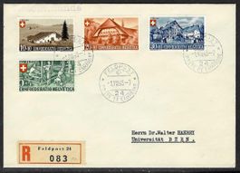 1945, B26-29, Serie auf R-Brief FELDPOST 1.VIII.45 (15887)