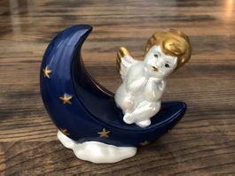 ✨ Porzellan Engel auf Mond handbemalt Vintage Deko Figur ✨