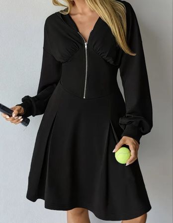 Abito con zip e cappuccio nero ttgM/L👌nuovo