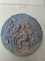 Gusseisenrelief taverne motiv 32cm stark patiniert