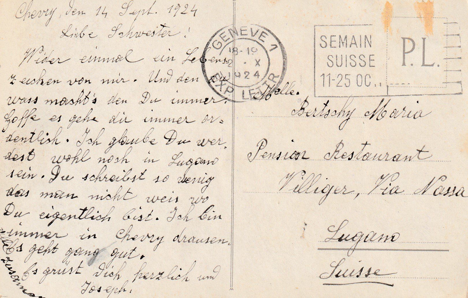 Cartoline postali: AK Genève gel. 2.10.1924 – Usato da Fribourg venduto da schnalla92 1