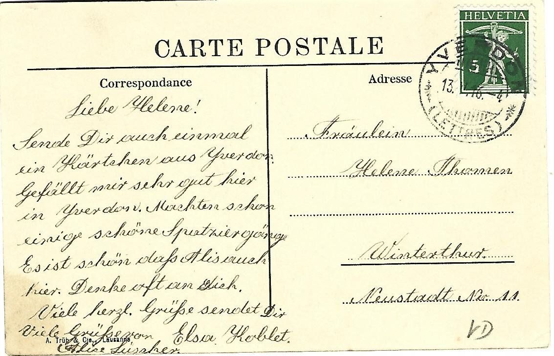 Cartoline postali: Yverdon Les Charmettes – Usato da Wetzikon ZH venduto da Brulu100 1