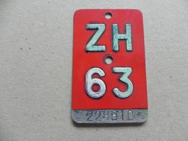 Velonummer Velo Rad ZH 1963 Zürich 63 Nummer Geschenk Bike