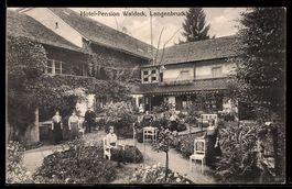AK Langenbruck, Hotel-Pension Waldeck mit Garten