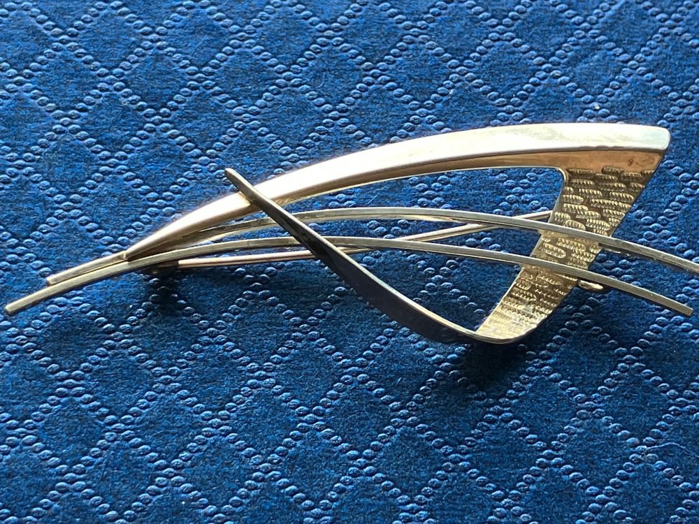Broche Ancienne En Argent 835/1000 Avec Strass - Bijou Vintage - Occasion (État à Vérifier)