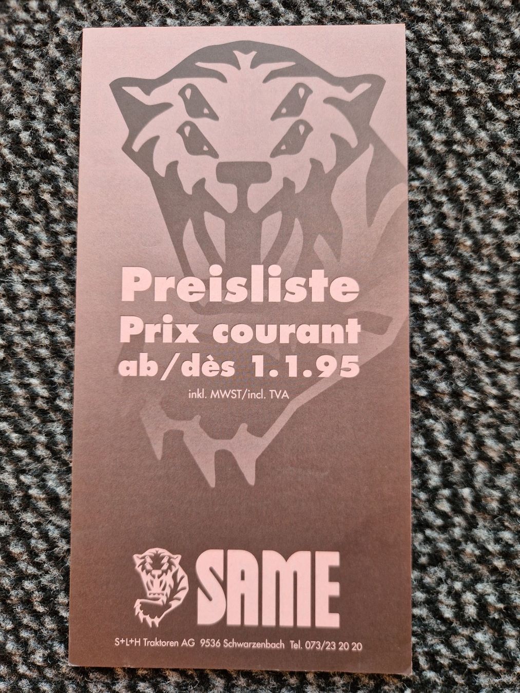 Same Trattori: Original Preisliste SAME Traktoren 1.1.1995 – Usato da Dürnten venduto da Bachtel84