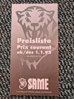 Original Preisliste SAME Traktoren 1.1.1995