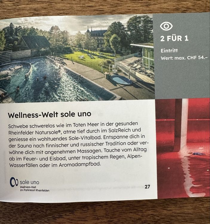 2 für 1 Wellnesswelt Sole uno Rheinfelden (Neu (gemäss Beschreibung ...