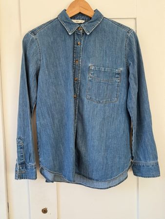 Mango MNG Jeanshemd blau, Gr. S, Baumwolle