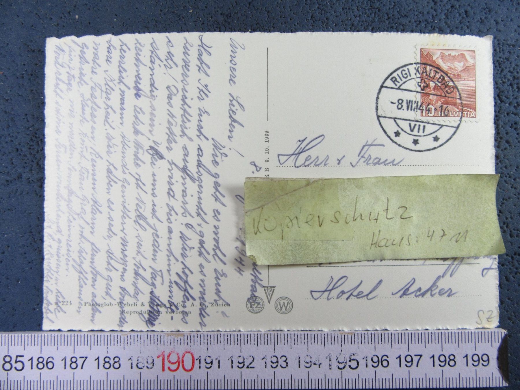 Ansichtskarten: RIGI - KALTBAD SZ AK 1939 – Gebraucht aus Ettingen von Hausi4711 1