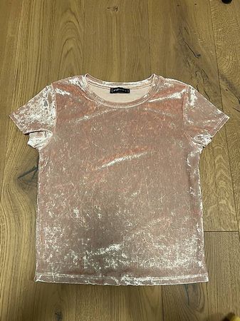 Samt T-Shirt in rosa Gr. S