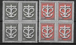 Viererblockserie W19 - W20 Schweizer Spende ** 20.2.1945