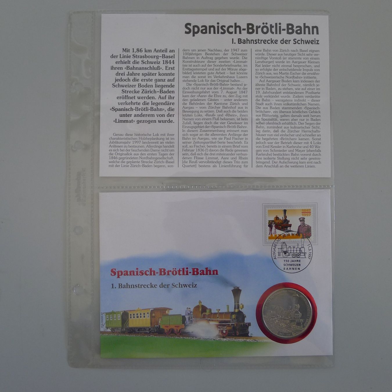 Medaglie: 1997 Numisbrief: Spanisch-Brötli-Bahn + versilberte Medaille – Usato da Sursee venduto da Luzernerraute 3