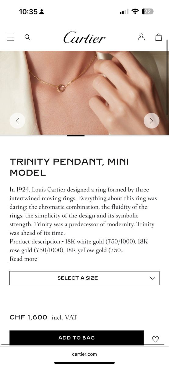 Cartier Catenine: Cartier Trinity Chain and pendant Mini model – Usato da Neuchatel venduto da Mia_G 1