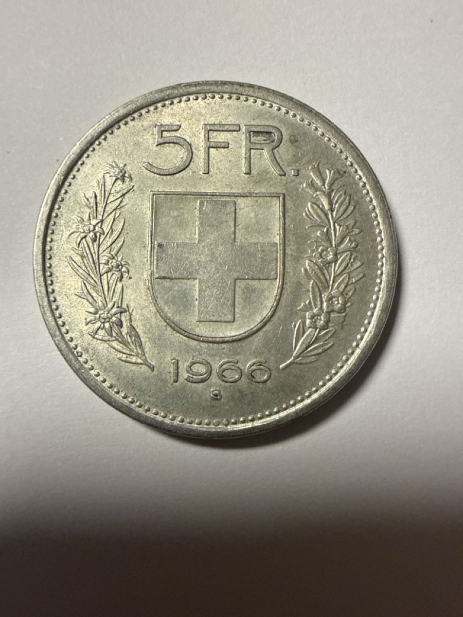 Alle Münzen: 5 Franken Silbermünze B 1966 – Gebraucht aus Appenzell von Wumo74