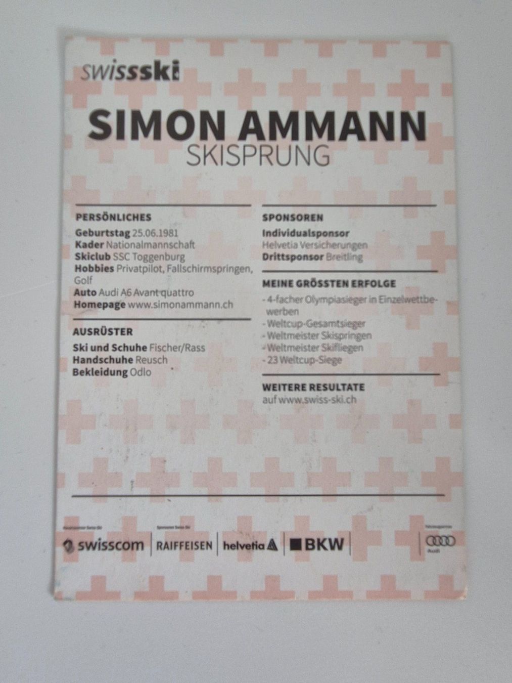 Autogramme: Autogrammkarte Simon Ammann Originalunterschrift – Neu (gemäss Beschreibung) aus Eglisau von nicij79 1