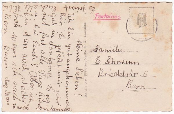 Cartoline postali: Fontaines, Val de Ruz, avec Chaumont, circulée 1940 – Usato da Frauenfeld venduto da POML 1