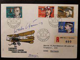Schweizer Flugpionier Walo Hörning Briefmarken-Brief 1977