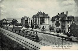 11490 KILCHBERG b. Zürich Bahnhofstrasse und Bahnhof 1917!