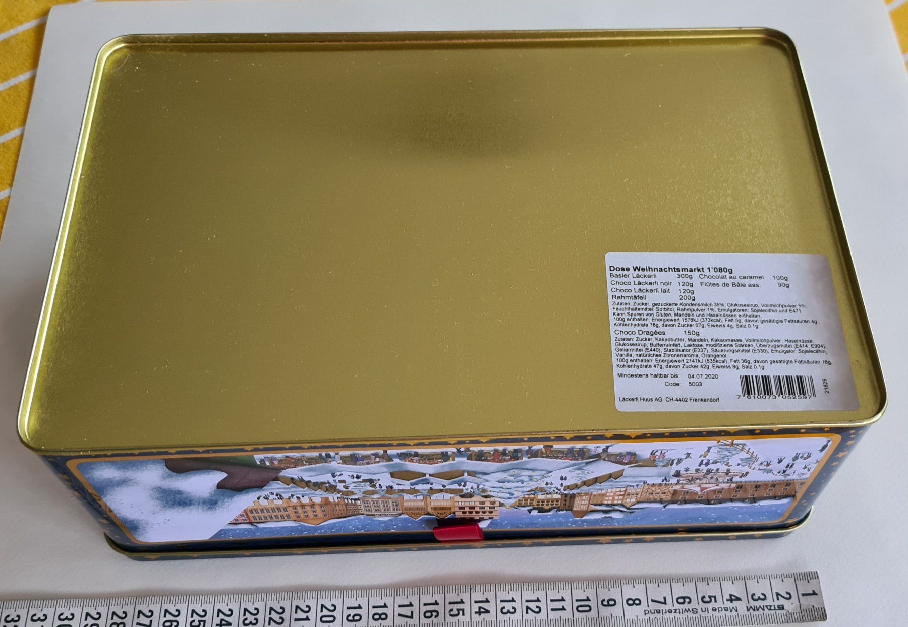 Tutte le decorazioni: 1 Biscuit Dose, 28x18x11cm, Eislauf,3D Bild, Weihnachtsmarkt – Nuovo (secondo la descrizione) da kuessnacht am rigi venduto da IceFan 5