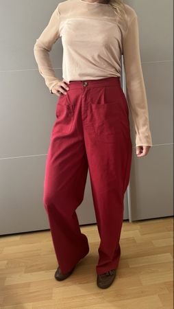 Pantalons 100% lin rouge taille XS/S bon état