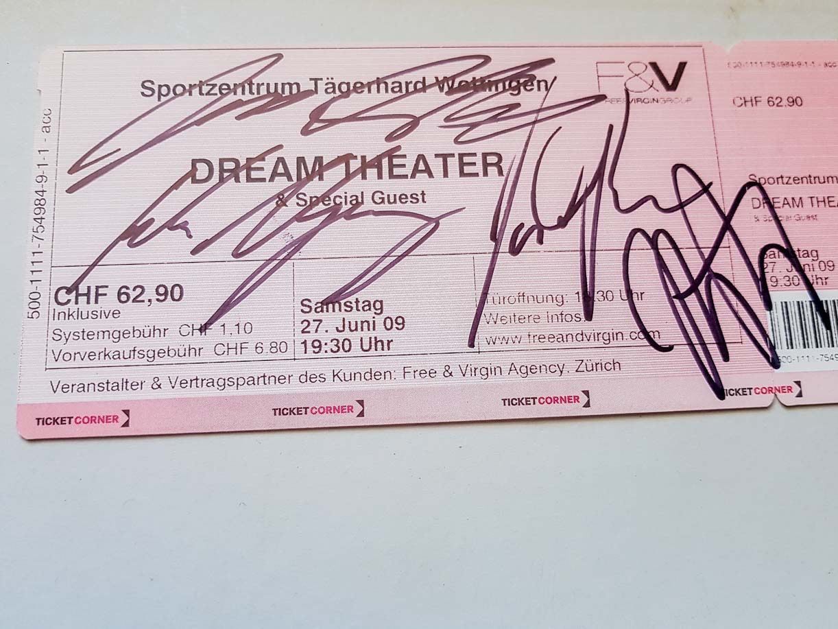 Autografi: Dream Theater - Autogramm auf Ticket – Usato da Kaisten venduto da Simpsons4