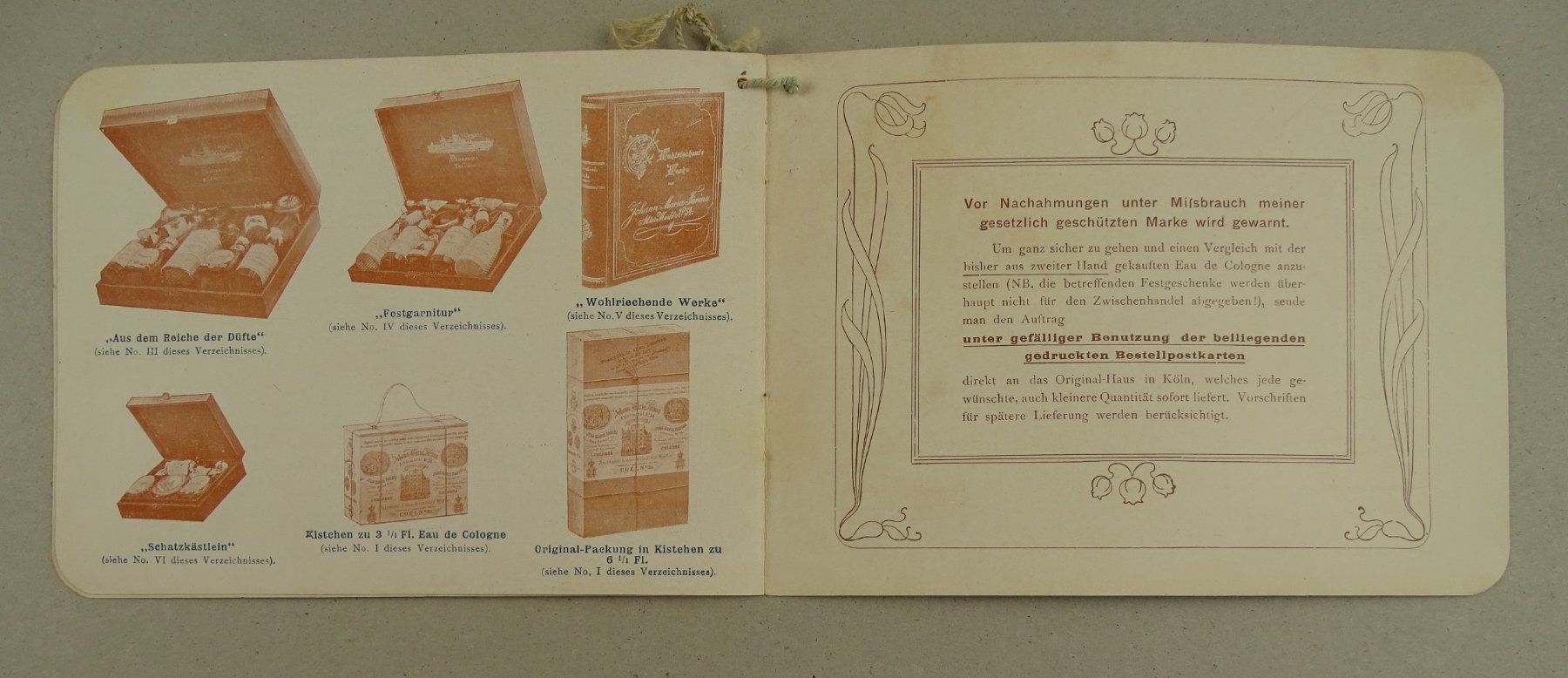 Documenti: EAU DE COLOGNE, PROSPEKT UM 1900, JUGENDSTIL – Usato da Grüningen venduto da Kartensammler 4