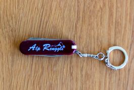 Kleines Taschenmesser mit Schlüsselring und Werbeaufdruck