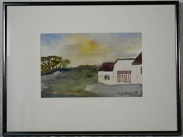Orig. Aquarell Fred Schaffner 1994 Spätwerk Aargau gerahmt