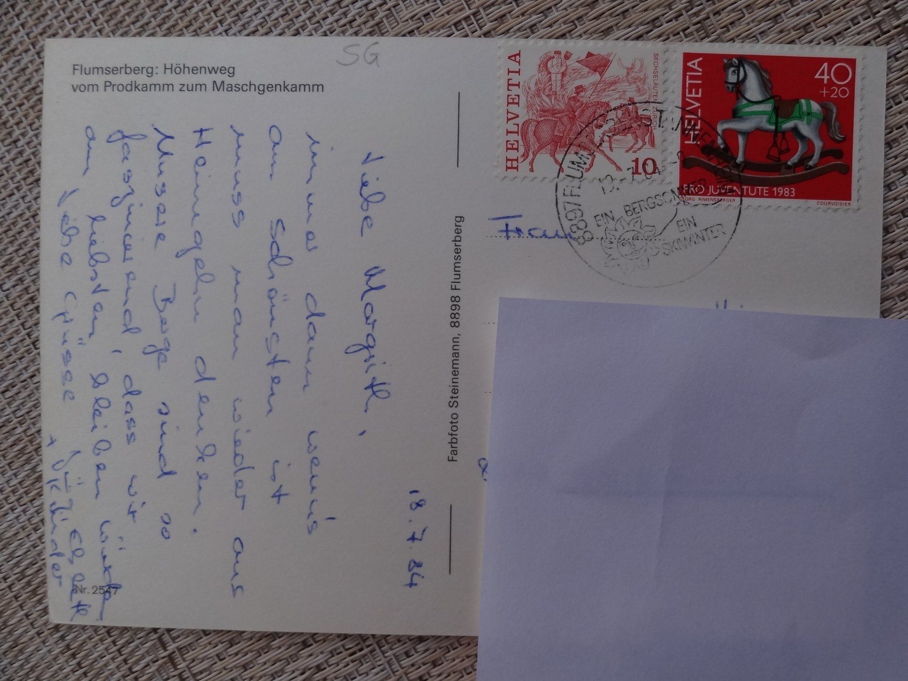 Cartoline postali: Flumserberg - Höhenweg - 1984 – Usato da St Léonard venduto da Riglin 1