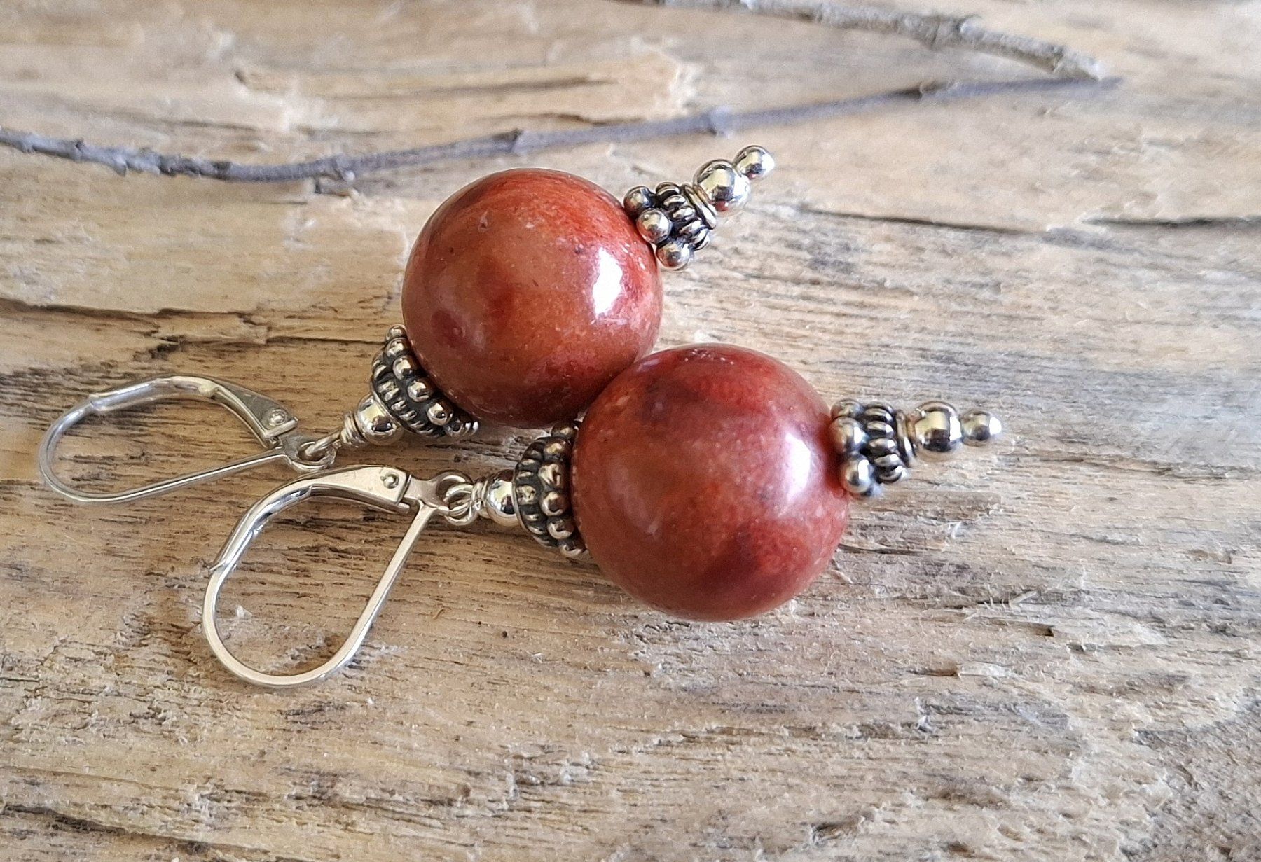 Pietre preziose: LEE - Jaspisohrringe - Sterling -Silber - rot – Nuovo e nell'imballaggio originale da Mühlethal venduto da nicita-modeschmuck
