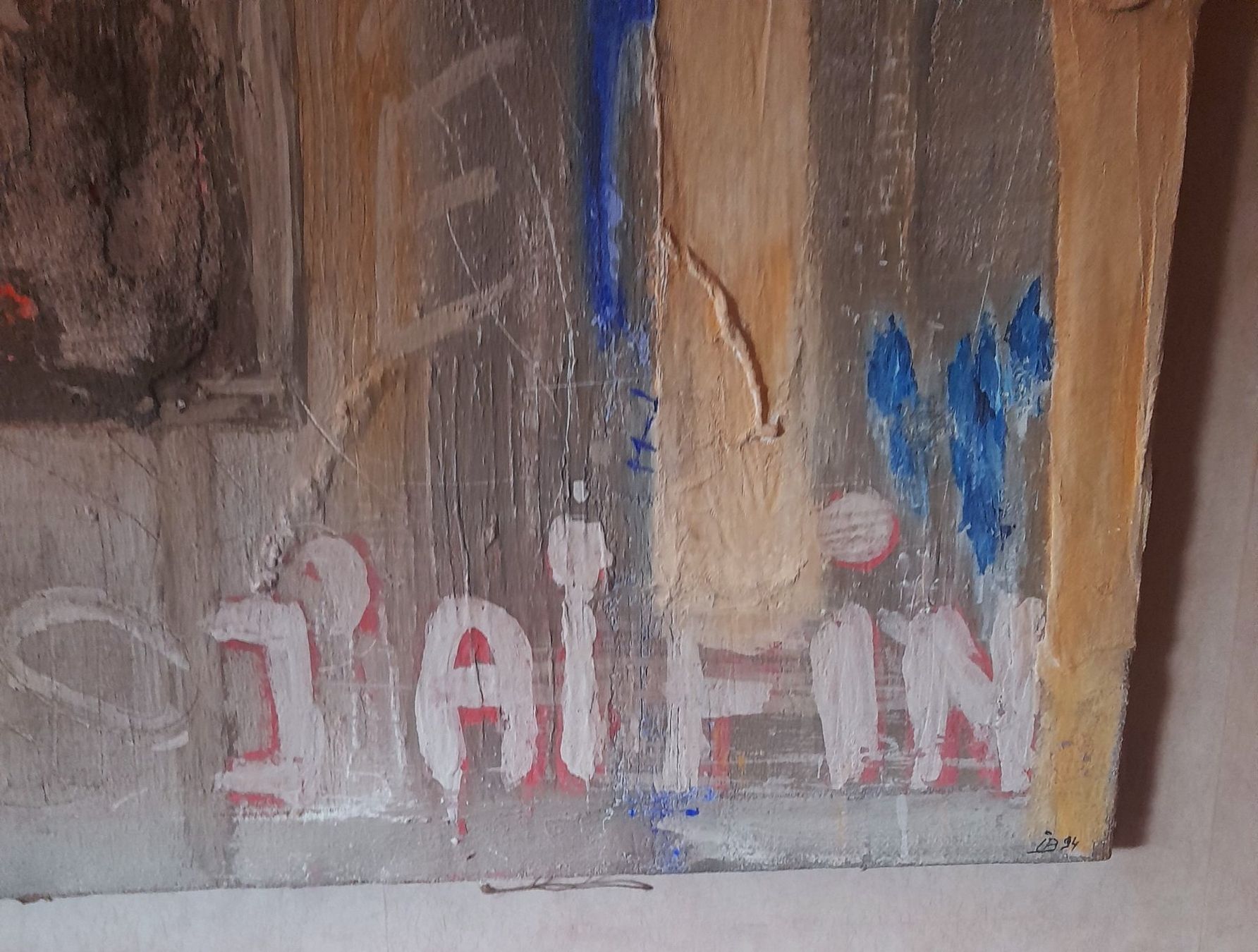 Dipinti: Grand tableau abstrait acryl sur jute - monogrammé – Nuovo (secondo la descrizione) da LE MONT-SUR-LAUSANNE venduto da CHOCO04 1