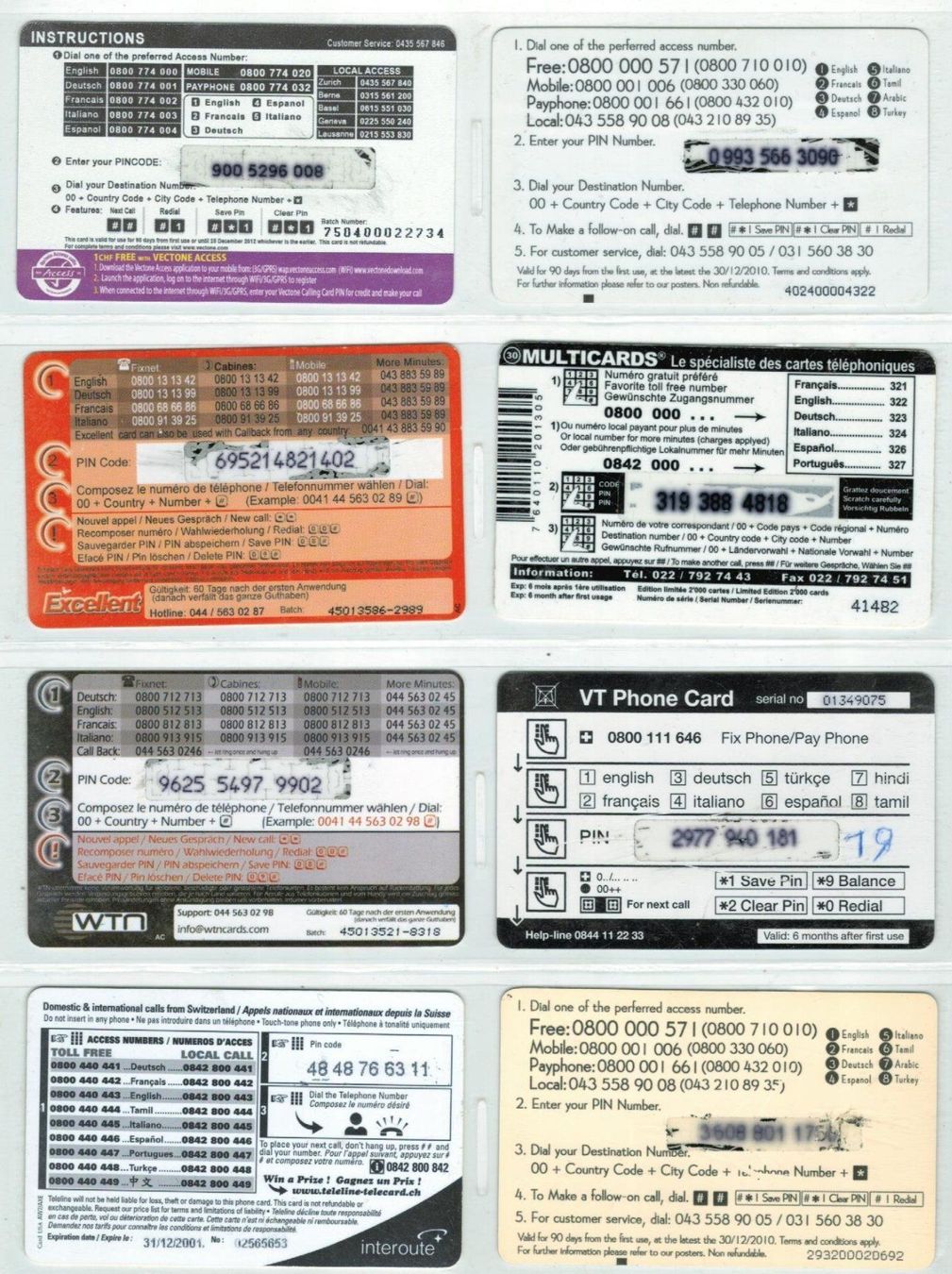 Cartes de téléphone: 8 Prepaid Telefonkarten Schweiz – D'occasion à Zürich par Tolima194 1
