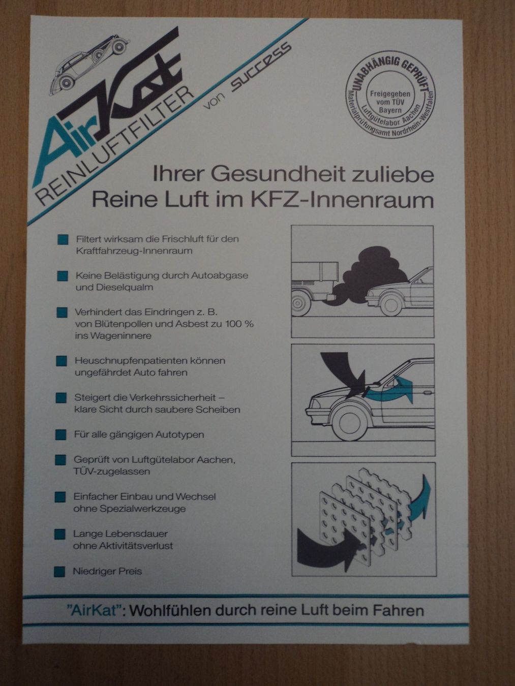 Documenti: Prospekt AirKat Reinluftfilter 1980er – Usato da Schwarzenburg venduto da modelCARama 1