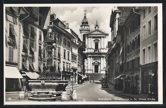 Cartoline postali: Solothurn, Hauptgasse und St. Ursen Kirc – Usato da Berlin venduto da bartko-reher