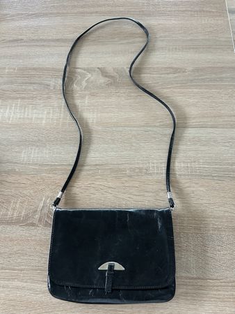 Sac à bandoulière noir vintage en cuir véritable made in Ita