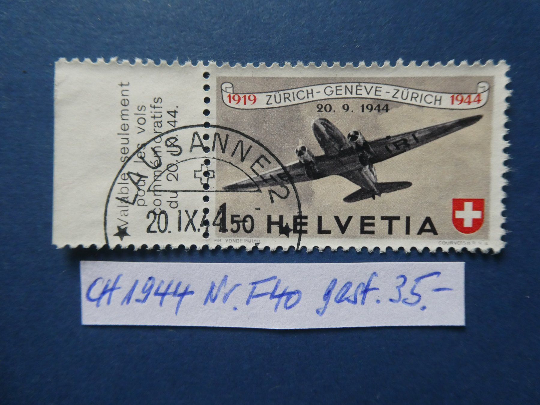 Tutti i francobolli: CH 1944 Nr. F40 gestempelt – Usato da Lausen venduto da Herbamare01