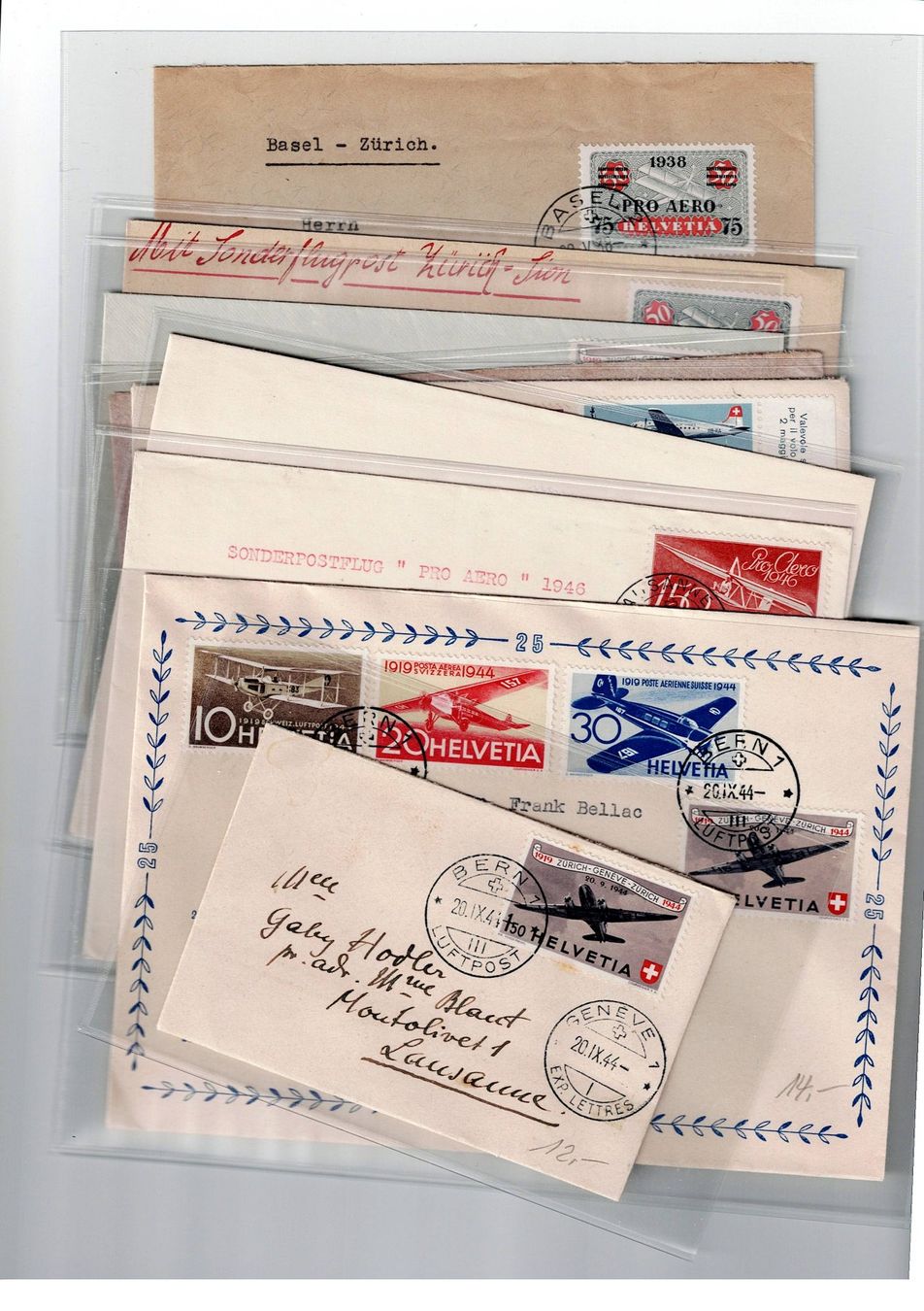 Alle Briefmarken: Schweiz, 9 Flugpostbelege 2 – Gebraucht aus Hinteregg von McCharly01