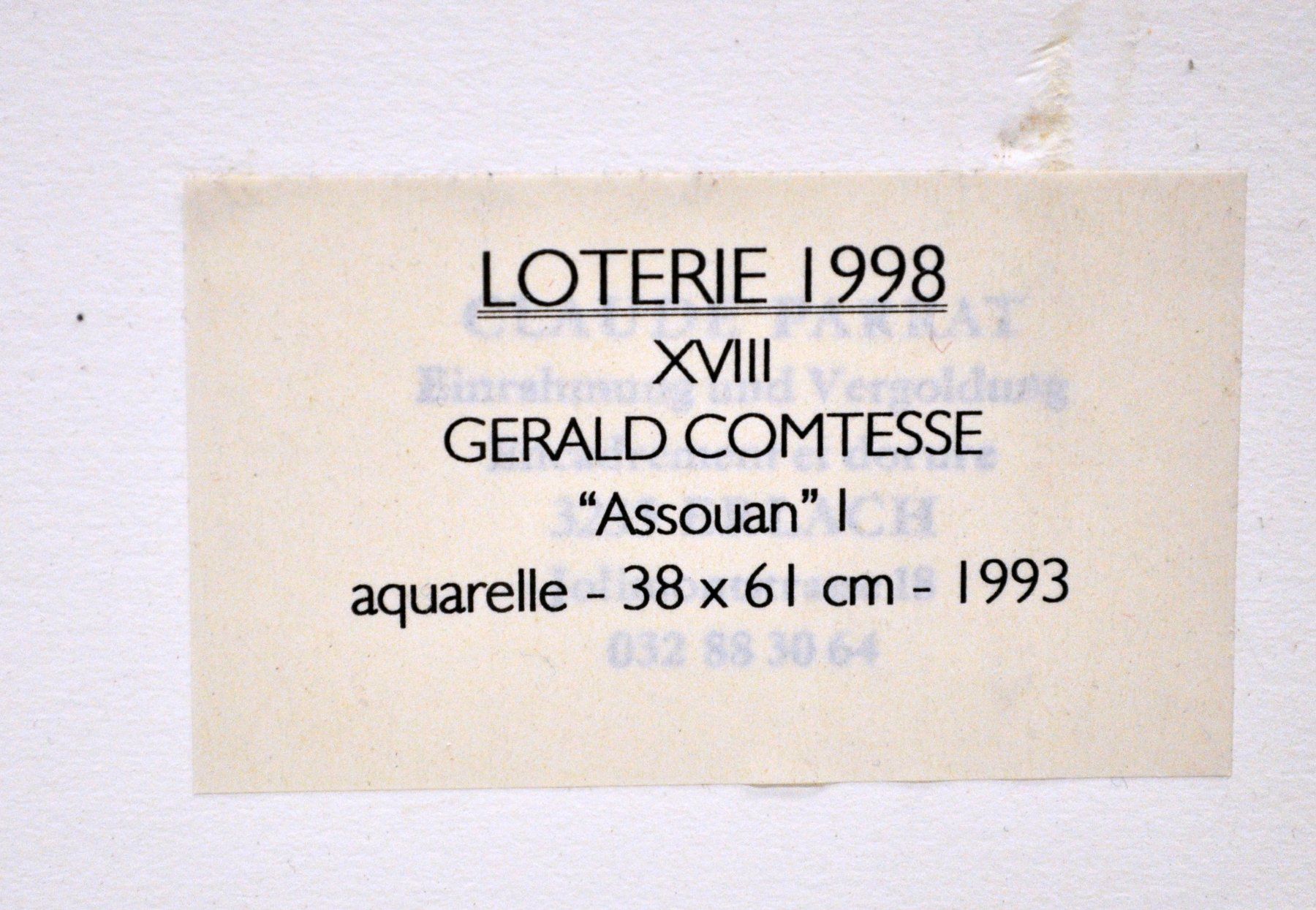 Dipinti: Aquarelle "Assouan" signée Gérald Comtesse – Usato da Neuchâtel venduto da Neuchatel 7