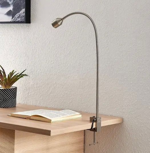 Lampade: Lindby Hanilo LED-Klemmleuchte, nickel satiniert – Nuovo e nell'imballaggio originale da Basel venduto da Seifehuesli 1