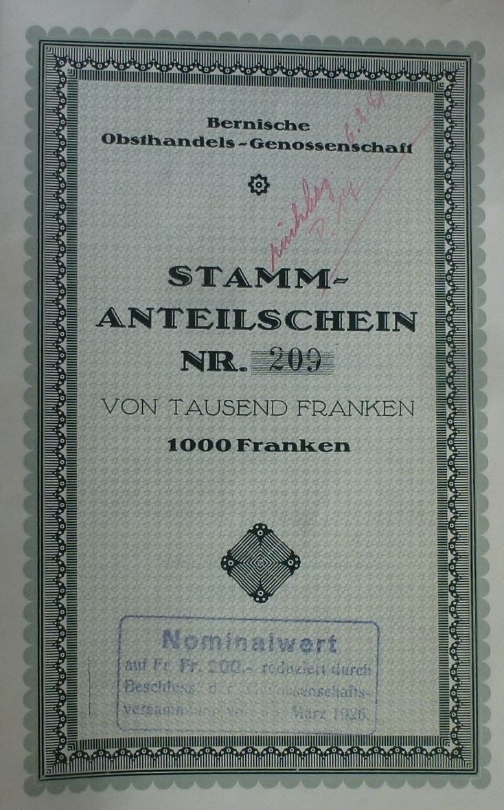 Documents: Bernische Obsthandels-Gesellschaft. – D'occasion à Walkringen par Casablanca777 5