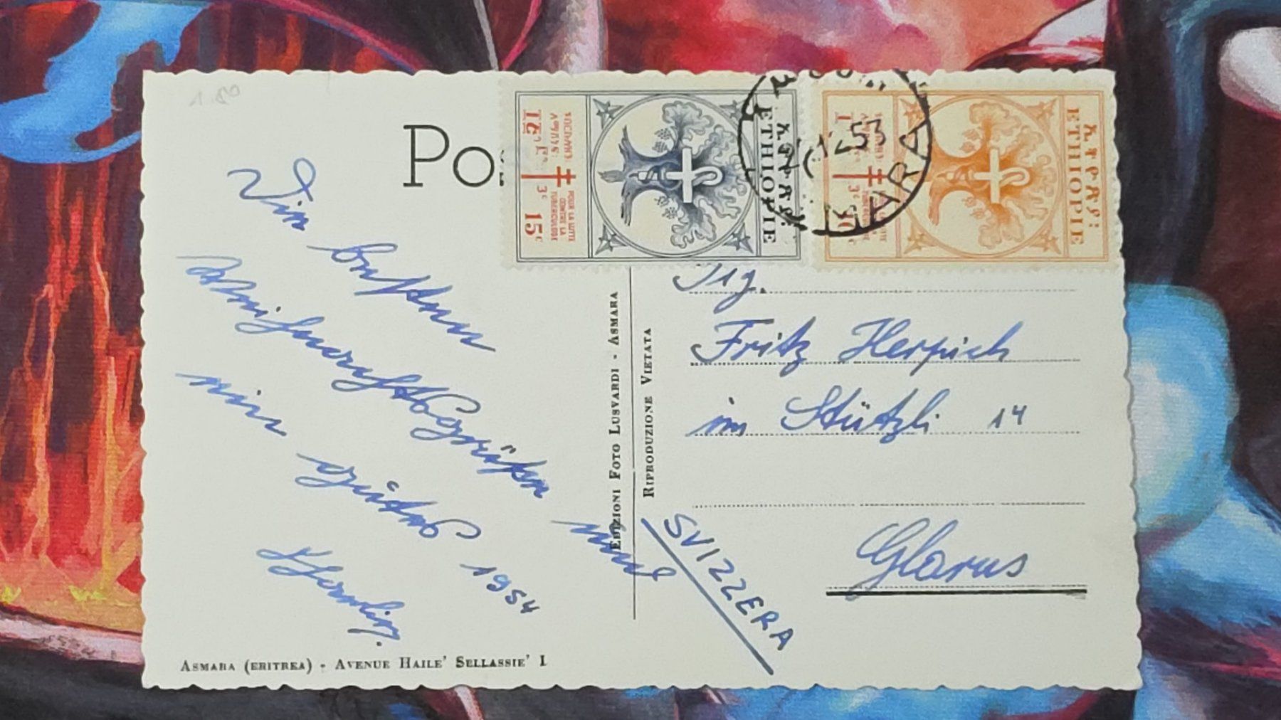 Tutti i francobolli: CL32 Carte Postale + Timbre Ethiopie 1954 – Usato da Cousset venduto da Patrick_Collections